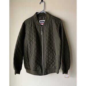 LEVI'S Women Diamond Quilted Casual Bomber Army Green Jacket